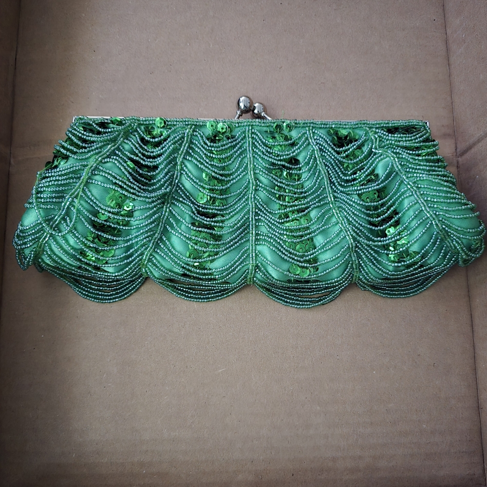 Elegant Green Clutch with Sequins